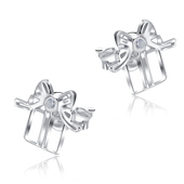  Present Shape With CZ Silver Stud Earrings STS-5514